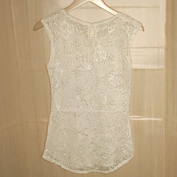 Maurices Cream Lace Stretchy Tunic Top Small - Picture 2 of 6